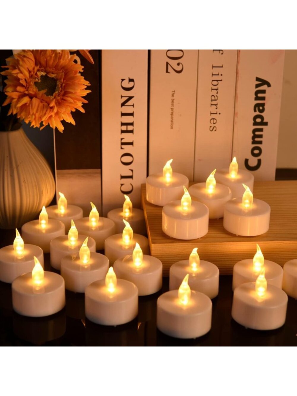 200 Flameless LED Tea Light Candles - Flickering, Long-Lasting, Warm Yellow Glow